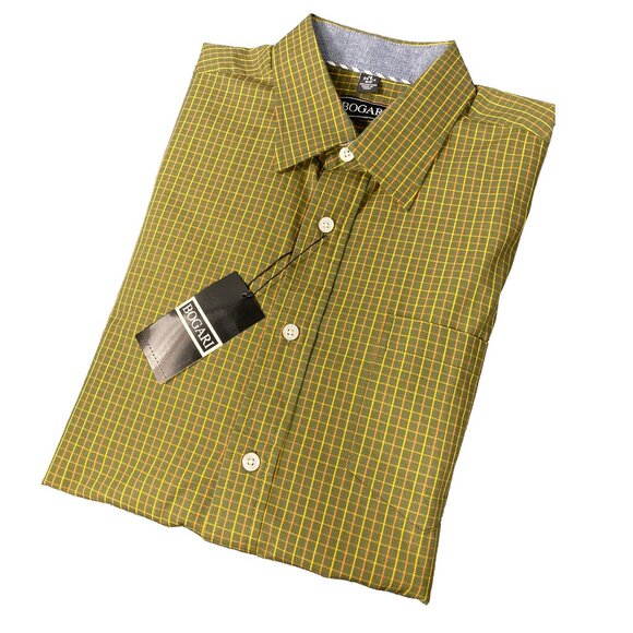 New Bogari Shirt Multicolored Cotton Plaid Button Down Shirt - Picture 1 of 7